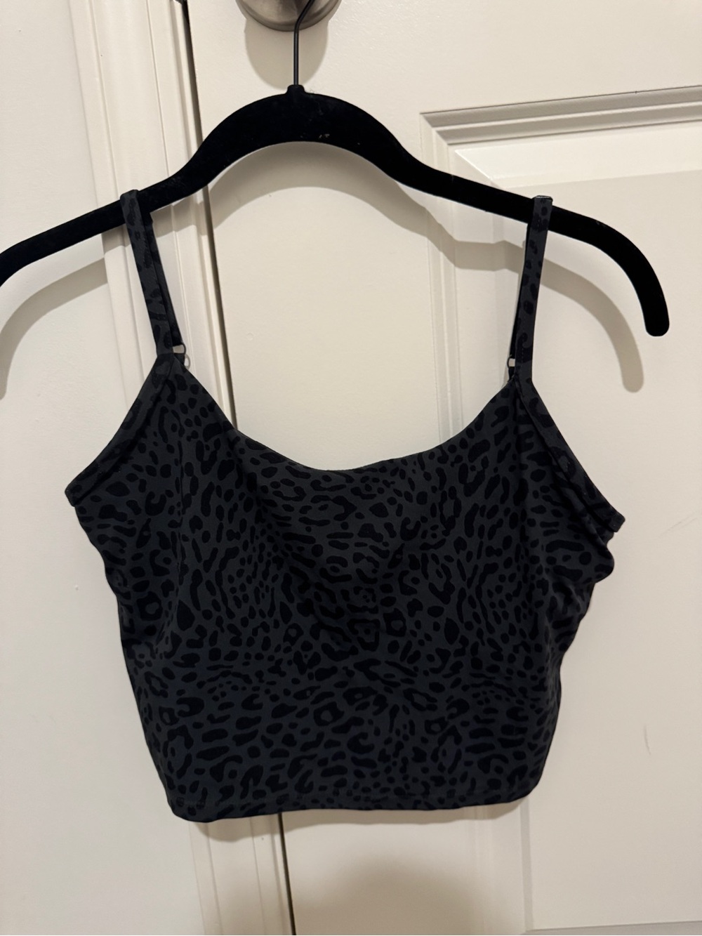 Black Leopard Print Crop Top